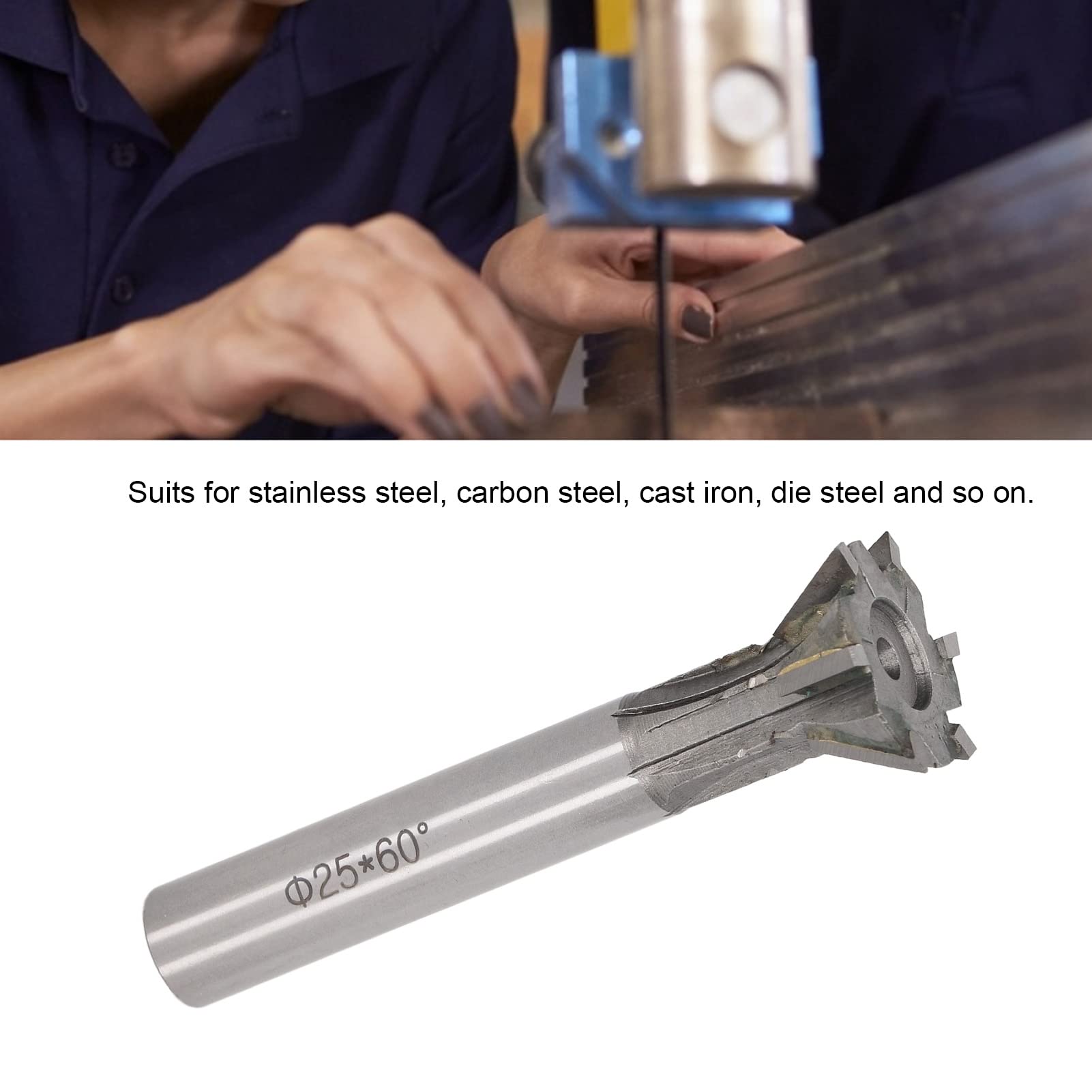 Cemented Carbide Milling Cutter 6 Flutes Straight Shank Dovetail Slot Cutter 25mm Diameter End Mill CNC Bit