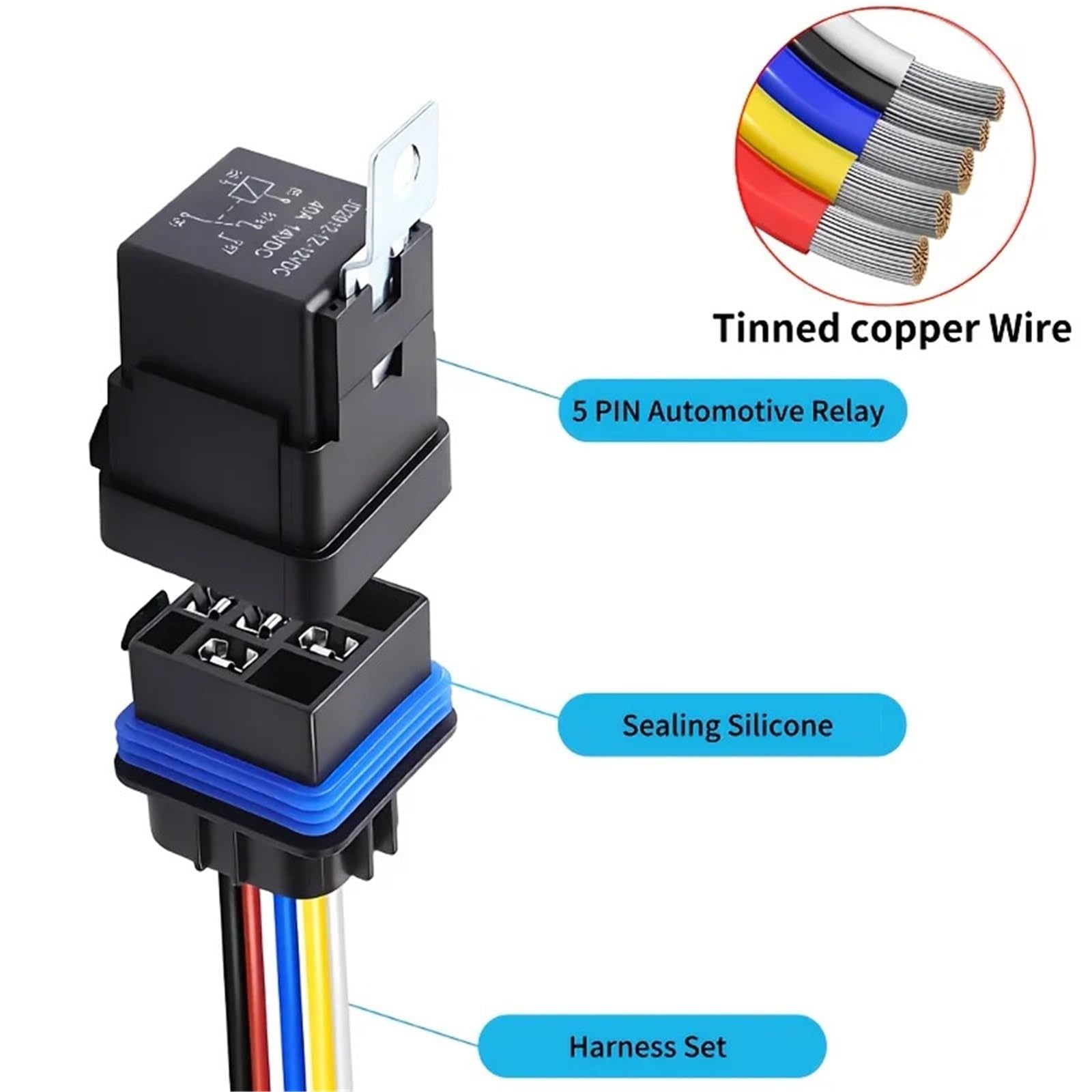 1 X 12 V 40 A 5-pinowy Wodoodporny Przekaźnik Samochodowy