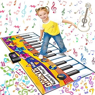 BUBHFYT Musical Keyboard Floor Piano Mats - Giant Floor Piano Mat, 24 Keys Jumbo Musical Instrument Toys Gift for Boys Girls Kids Toddlers, Dance Mat with Record, Playback, Demo, Education Toys