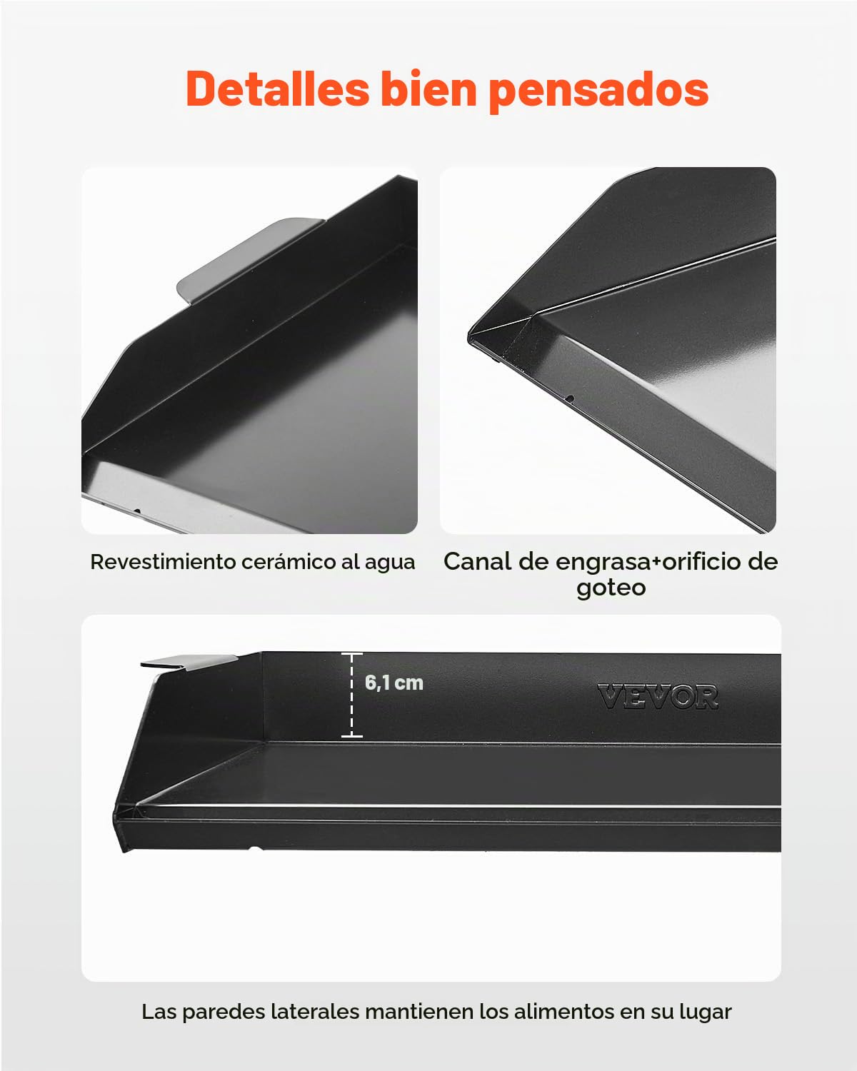 VEVOR Parrilla Duradera de Acero al Carbono Universal Rectangular de 502 x 370 mm con Superficie Plana, Plancha de Gas para Barbacoa, Utensilios de Cocina Familiares Portátiles con asa, Negro
