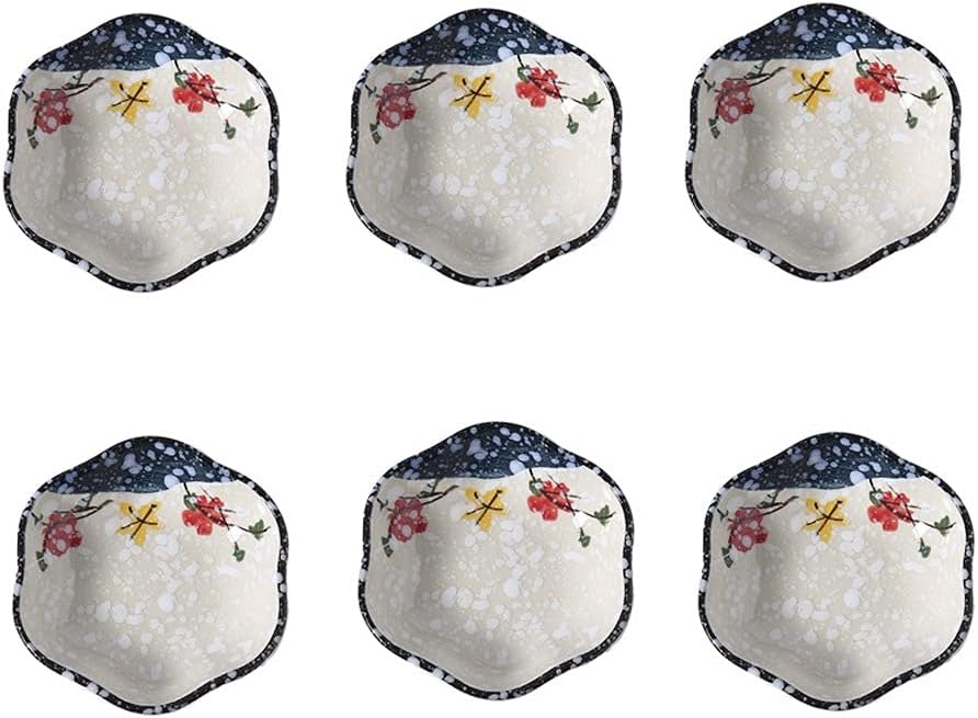 Ceramic Dessert Bowl Durable Snack Bowl 3.9-inch Ice Cream Salad Bowl Suitable for Home Kitchen Restaurant 6 Pieces (Color : C) (A)