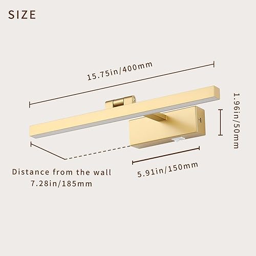 Miniatura 6 de Joosenhouse Luz de imagen con pilas, luz inalámbrica regulable con temporizador remoto de pintura dorada, luz de pared ajustable con brazo