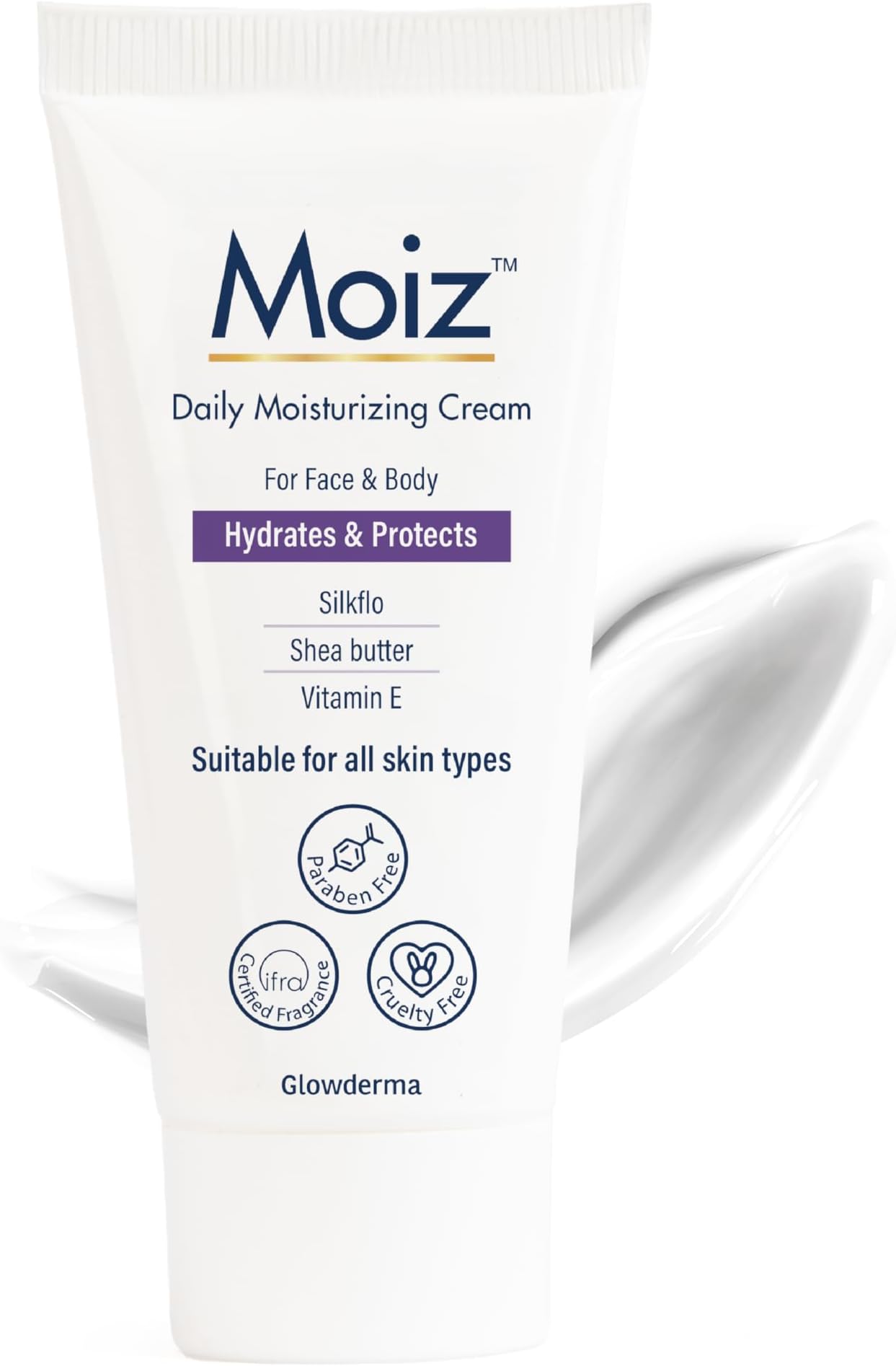 Moiz Daily Moisturizing Cream for Face & Body | Formulated with 9 Moisturizers | Suitable for Sensitive Skin | Paraben free & Cruelty free-50g