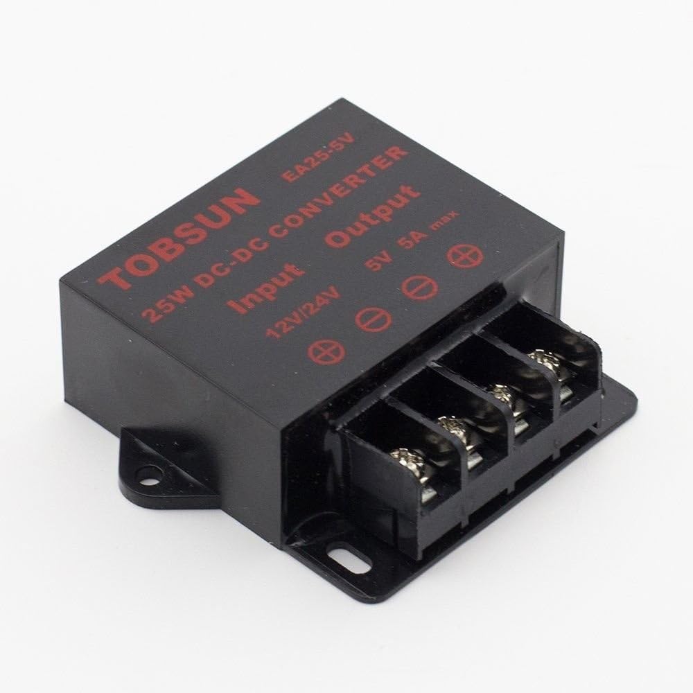 Uhomely Step Down Module, 12V 24V to 5V 5A 25W Buck Converter, DC to DC Regulated Power Supply Transformer, Adjustable Voltage Regulator for LED Displays, Automotive, Electricity and More, Waterproof