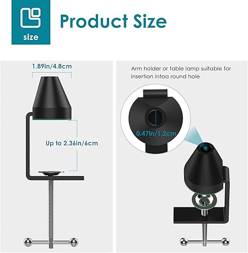 Miniatura 2 de YOUSHARES Abrazadera de montaje en mesa para micrófono abrazadera de brazo para soporte de brazo de micrófono con tornillo ajustable, el espacio