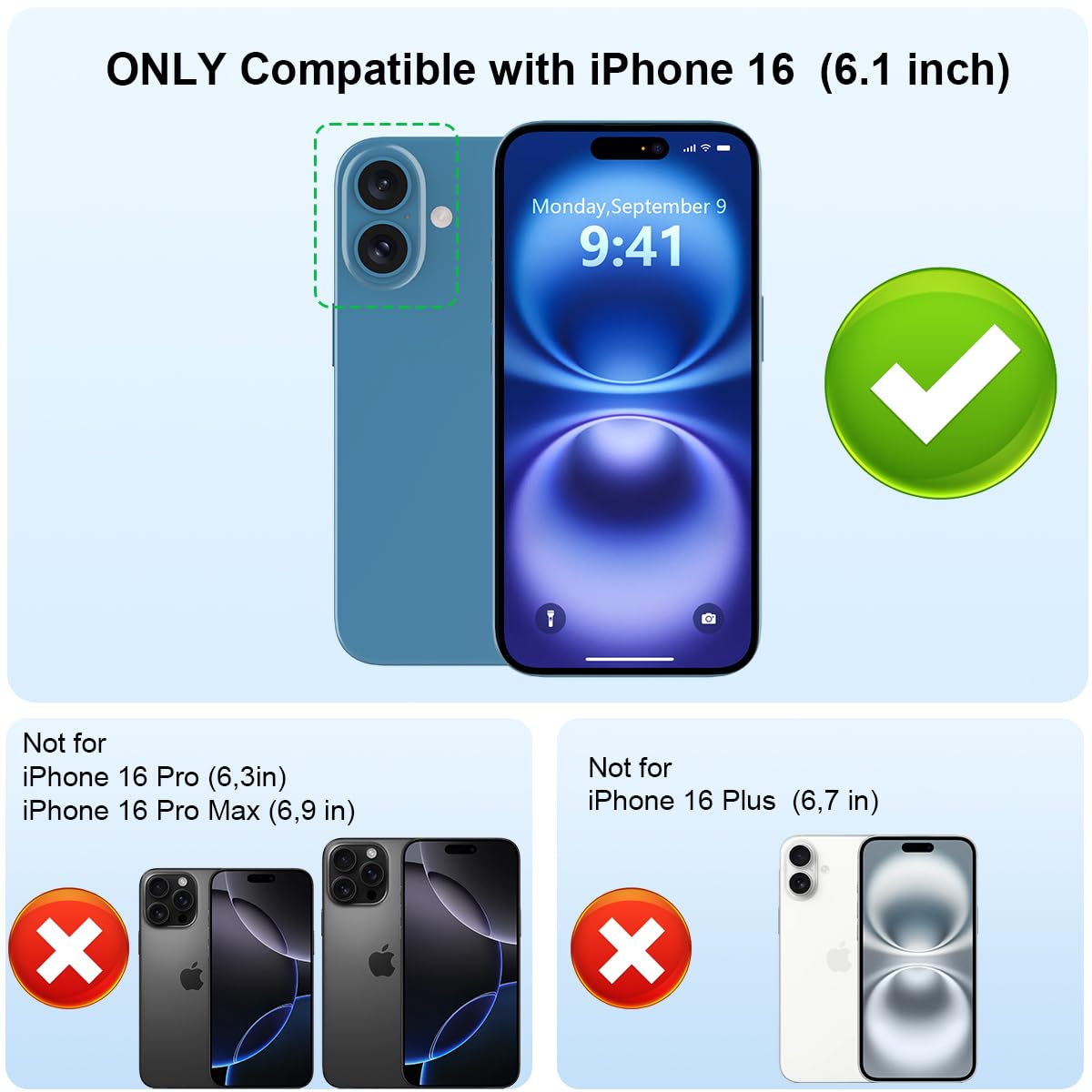 Garegce Case Compatible with iPhone 16 Silicone Soft Ultra Slim Shockproof Bumper Anti-Yellowing Cover Anti-Fingerprint with Microfiber Lining- Blue - Image 2