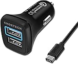 Quick Charge 3.0 Cargador de Coche, CHOETECH Cargador Coche 30W Doble Puertos USB Con Cable USB C Compatible con Galaxy S8/S8 Plus/Note 8/S9, LG G5,Apple iPhone 8/8 Plus/ X iPhone XS/ XR/ XS Max, Sams Quick Charge 3.0 Cargador de Coche, CHOETECH Cargador Coche 30W Doble Puertos USB Con Cable USB C Compatible con Galaxy S8/S8 Plus/Note 8/S9, LG G5,Apple iPhone 8/8 Plus/ X iPhone XS/ XR/ XS Max, Sams