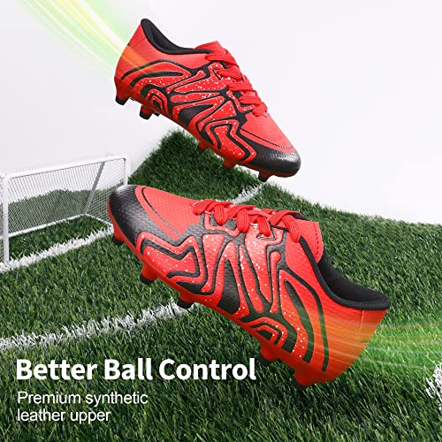 Dream Pairs Boys Girls 160472-K Red Black Silver Soccer Football Cleats Shoes Size 13 M Us Little Kid #TOP3