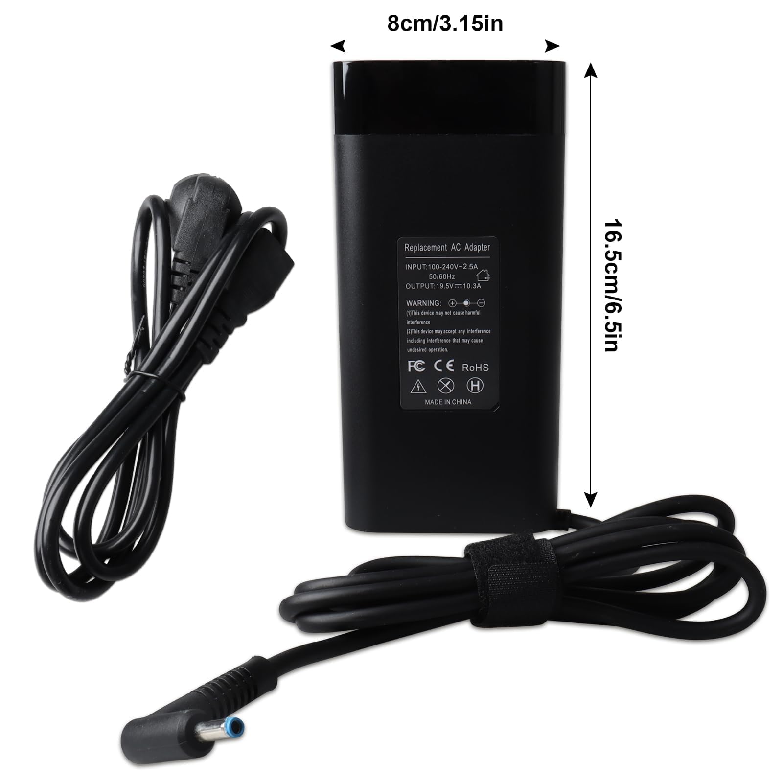 Caricabatterie per laptop MXJFYY 200W per HP Pavilion Gaming 15/1-7, Omen 15/1-7, Victus 1-5/16, Envy 15/2020 L00818-850, TPN-DA10, TPN-LA21, L73385-001, ADP-200HB B【4,5 * 3,0 mm】