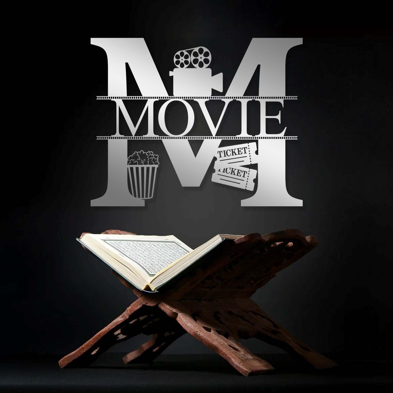 Decorazione Murale in Metallo Insegna A Lettere per Cinema E Popcorn Insegna A Macchina Fotografica da Appendere Regalo per Appassionati di Cinema E Collezionisti Oro 47X37 Cm
