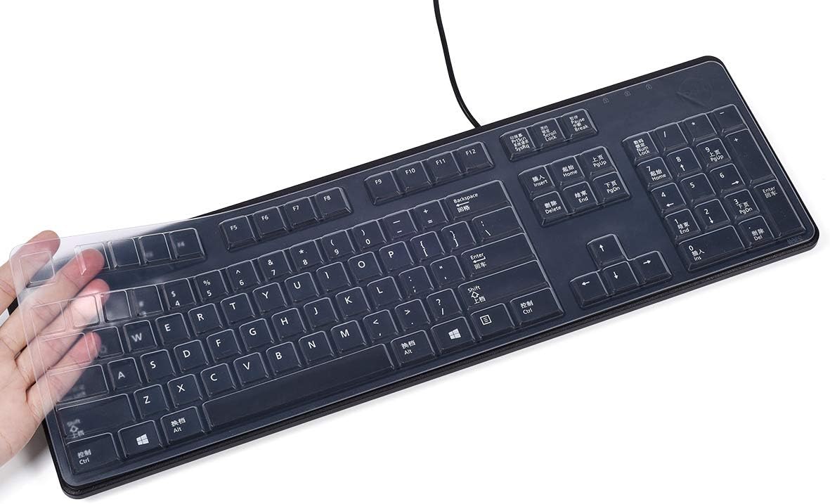 CASEDAO Ultra Thin Silicone Keyboard Cover for Dell Keyboard 104-key KB212-B KB4021 Wired Keyboard - Clear