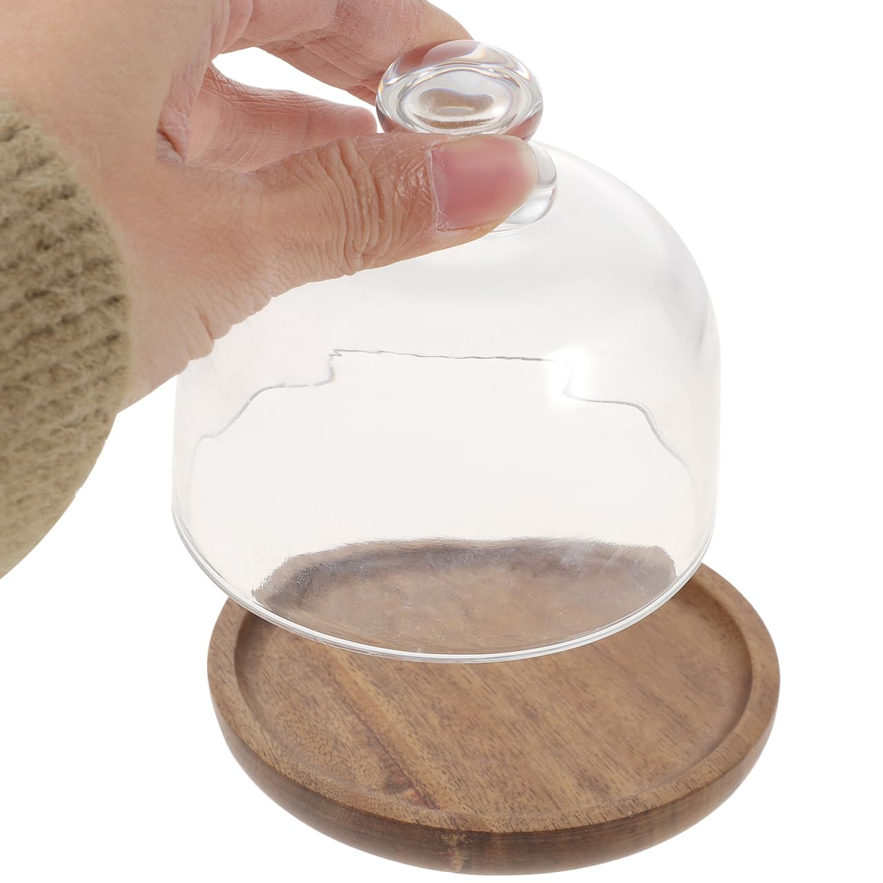 DOITOOL Mini placa de pastel de 4 pulgadas con tapa de cúpula de 2 piezas de vidrio transparente cubierta de postres mini cúpula de campana de queso con bandeja de servir