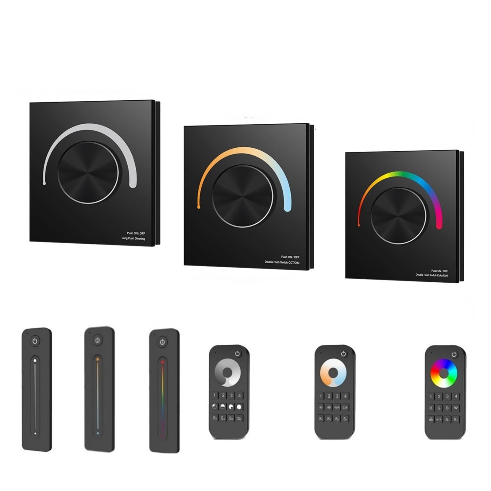 12-24VDC Panel giratorio montado en la pared Controlador de atenuación LED Control remoto inalámbrico 2.4G para tiras de luz monocromática/CCT/RGB 5050 2835 (Color: R11 Remoto)