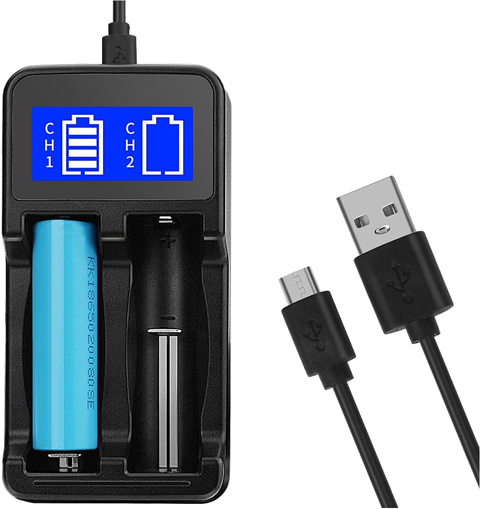 18650 Battery Charger, LCD Display for Rechargeable Batteries Lithium ion/ICR/IMR/INR 10340 10350 10440 10500 12340 12500 12650 13450 13500 13650 14350 14430 14500 14650 16500 16340（RCR123） 16650 : Electronics