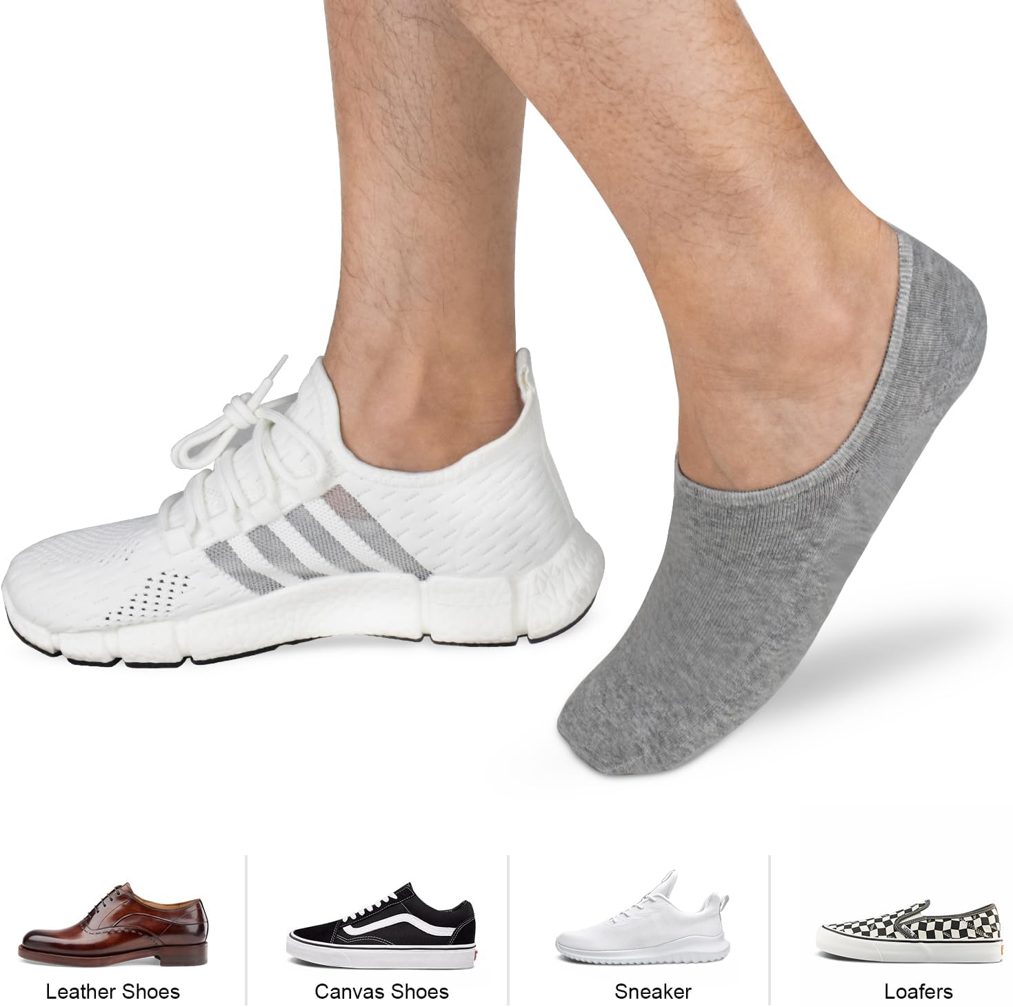 GRPSKCOS No Show Socks Men- 12 Pairs Invisible Socks with Anti-Slip Silicon Sneakers Flats Loafers Casual Low Cut Sock