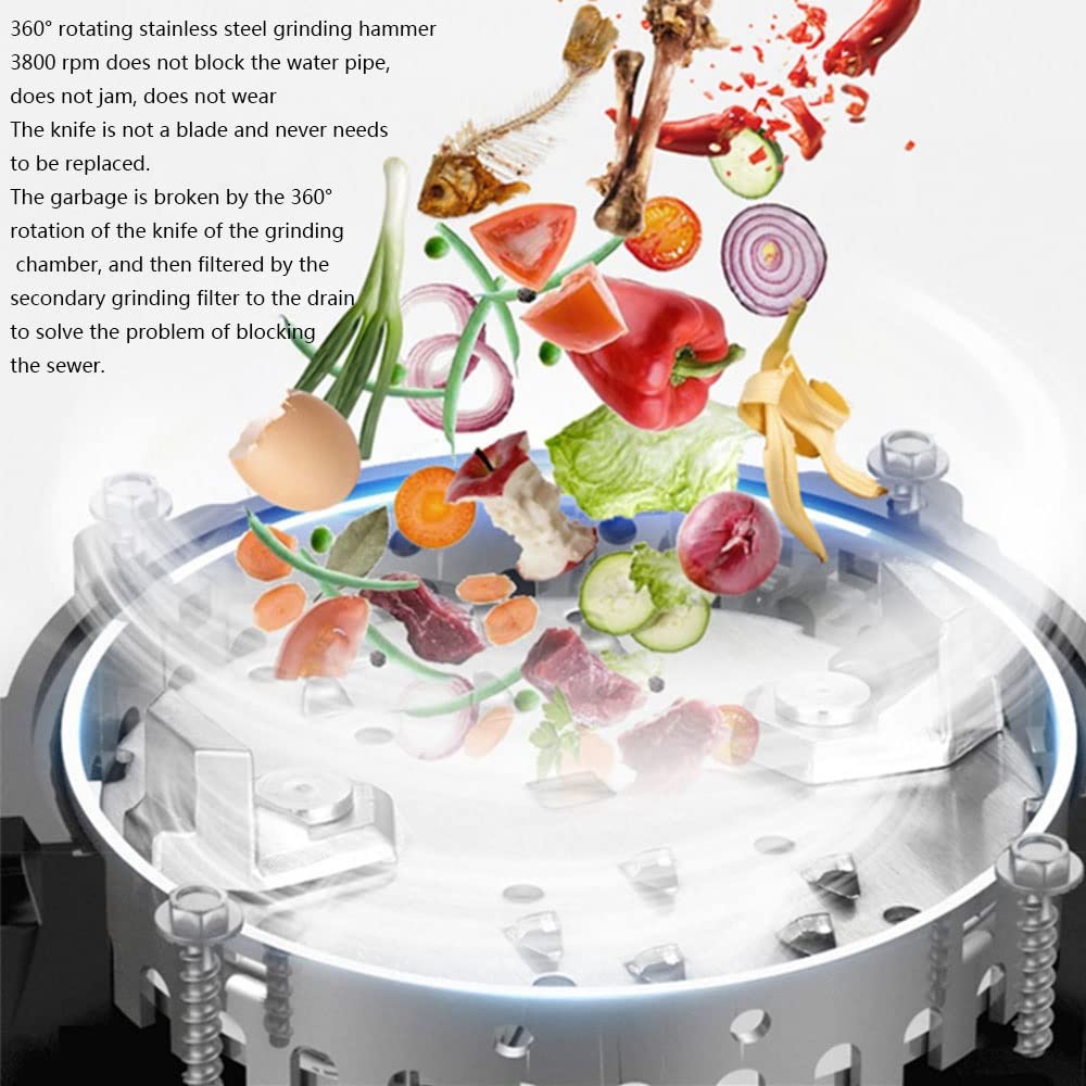 Trituradora De Residuos De Cocina Con Interruptor De Aire Eliminación De Basura De Residuos De Alimentos Trituradora De Acero Inoxidable Alimentación Continua Astilladora/Trituradora De Basura 550W