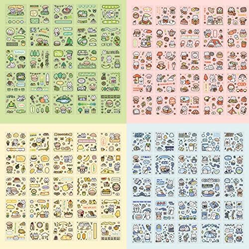 100 Sheets Cute Cartoon Animals Transparent Stickers Gift Box Set,Children's Hand Account Sticker Gift Box,Forest Travel Theme PET Transparent Decorative Stickers,Used for Scrapbooking,Art,DIY Crafts