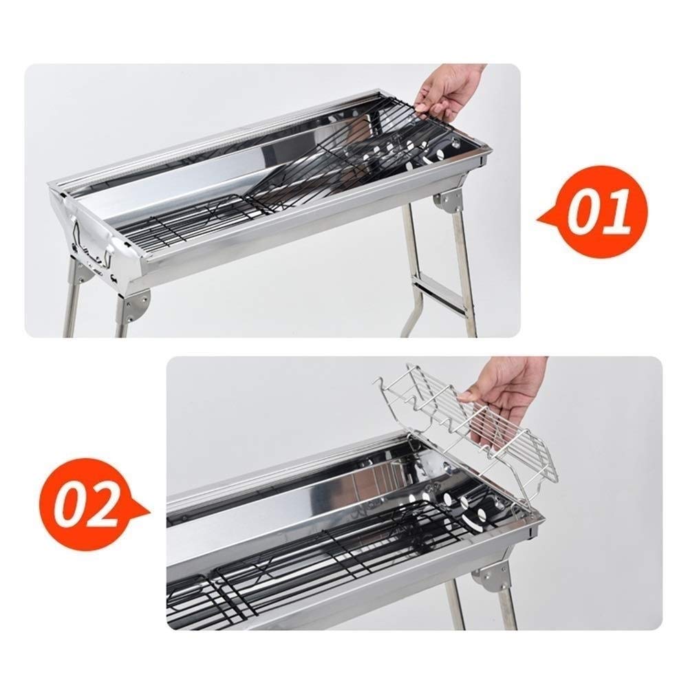 grill bbq, Grill Grill na świeżym powietrzu Grill węglowy Składane przenośne zestawy narzędzi do grillowania ze stali nierdzewnej do gotowania na świeżym powietrzu Kemping Piesze wycieczki Pikniki lub