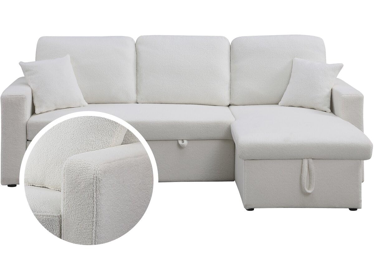 Hoekbank met opbergruimte slaapbank meubel links of rechts bank Alain - 221 x 145 x 85 cm - 3 zits - Zwart