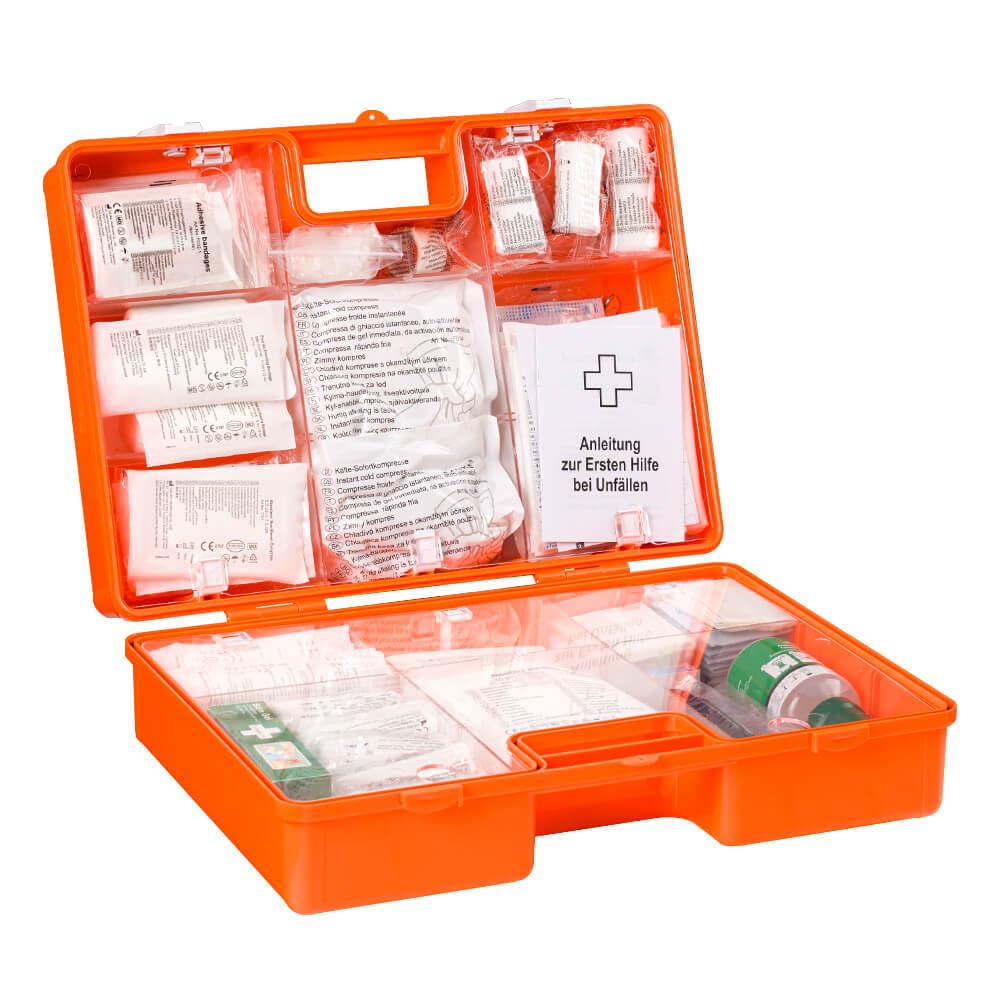 Erste-Hilfe-Koffer Metallverarbeitung, Set mit Nachfüllpack, orange, DIN 13157, Art.-Nr. 610971 | Verbandskasten | Notfallkoffer | Erste Hilfe Kasten