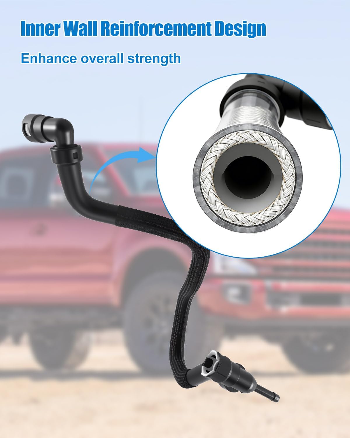 HVAC Heater Hose Compatible with Ford Super Duty F-250 F-350 F-450 F-550 2012-2017 Powerstroke 6.7L Replace KH550, Black Rubber Heating Hose