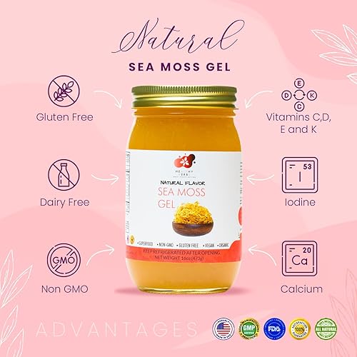 Miniatura 9 de Healthy Herbs Gel de musgo marino (natural) elaborado en forma silvestre de oro de Santa Lucía Jamaicana Seamoss  Superalimento cosechado en la