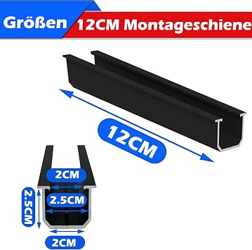Warmfay Solarmodul Halterung Montageset Schwarzes 12CM Aluprofil und Verstellbare Klammern Befestigung für Solarmodul Solarpanel Halterung 2 Modul 30-35MM für Flachdach Trapezblech Blechdach