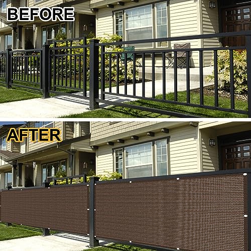 Eden's Decor Balcony Privacy Screen Cover Mesh Windscreen Weather-Resistant UV Protection for Backyard Deck, Patio, Balcony, Pool, Porch, Fence, Railing, Gardening (Brown,2'6"x 15')