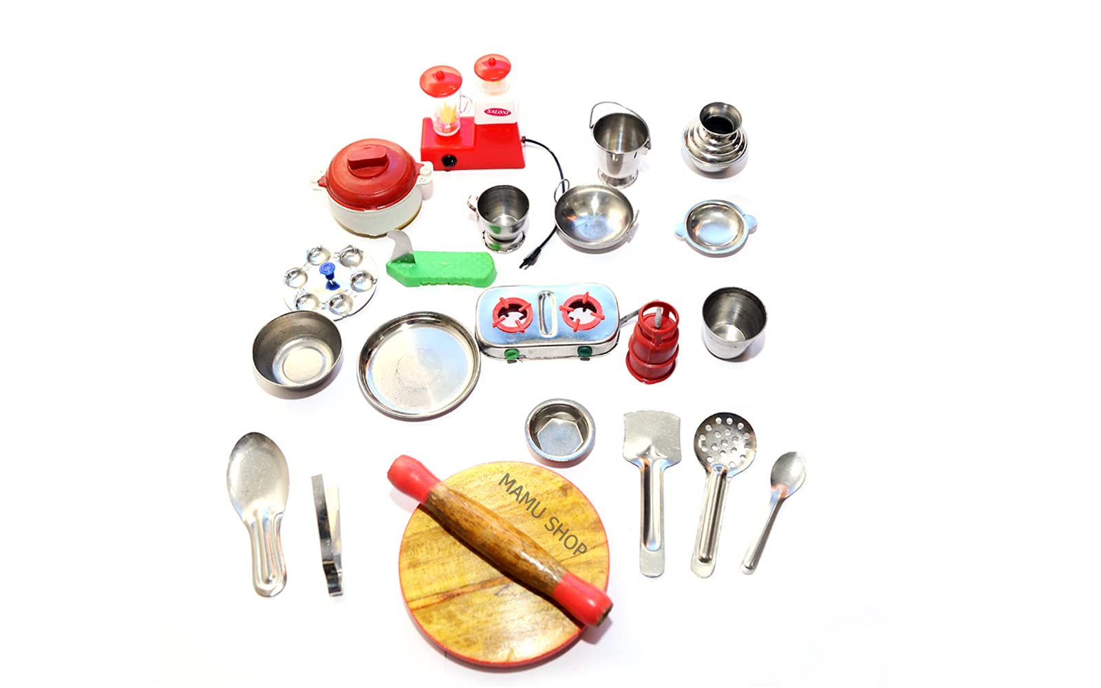 MAMU SHOP Mini Stainless Steel Utensils Non Toxic Indian Kitchen Set withwooden Toy chakla belan Set Great Kitchen Toys for Girls Kids Love Kitchen Set-It Has Sharp Edges Not Suitable for Small Baby (B09CN7TLSP) Amazon Price History, Amazon Price Tracker