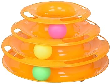 PSK PET MART India Interactive Tower of Tracks with Balls for Cat Toys | 3 Levels | Plastic | Color May Vary