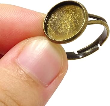 Honbay 20PCS 12mm Adjustable Finger Ring Blank Bases Round Finger Ring Trays (Bronze)