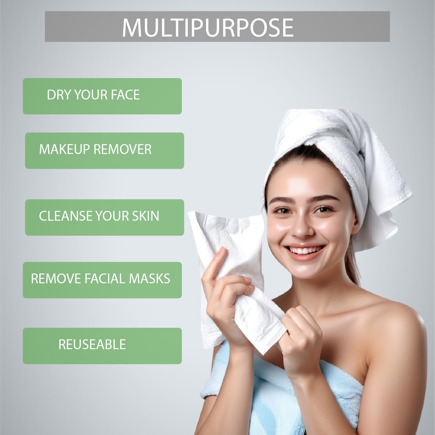 Toallas faciales desechables XL de 10 x 12 pulgadas, toallas faciales de fibra de eucalipto, toallitas faciales ultrasuaves para mujeres, toallitas secas respetuosas con la piel, removedor 4