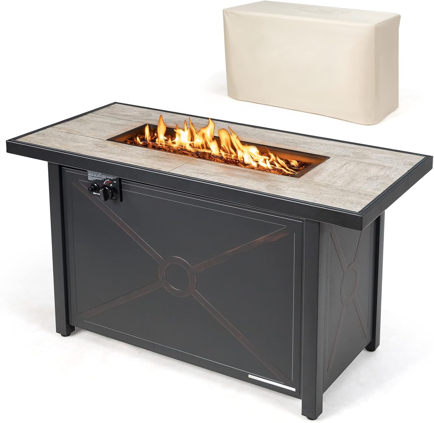 Tangkula 42 Inch Propane Fire Pit Table, Patiojoy 60,000 BTU Outdoor