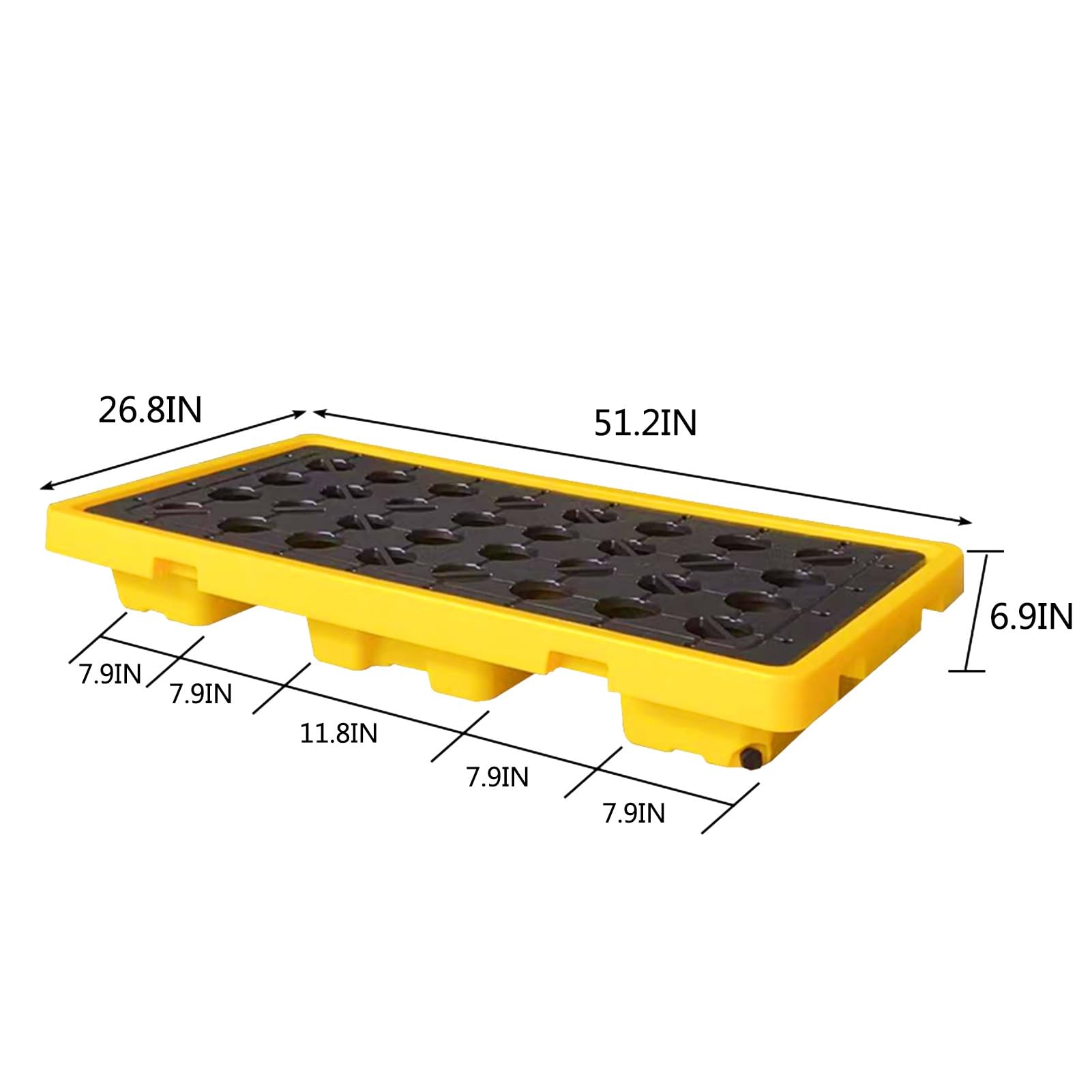 Przemysłowa taca na kuwety na farbę zapobiegającą rozlewaniu (2 sztuki), żółta platforma z odpływem, 120 x 60 x 17 cm, do użytku w kuchni i fabryce, trwała i statyczna