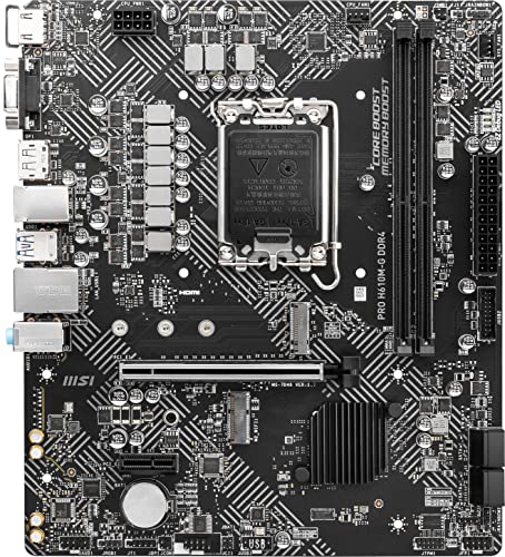 Image of MSI PRO H610M-G DDR4 V1 Motherboard (12th /13th /14th Gen Intel Core, LGA 1700 Socket, DDR4, PCIe 4, SATA 6Gb /s, 1Gbps LAN, M.2 Slots, USB 3.2, mATX)