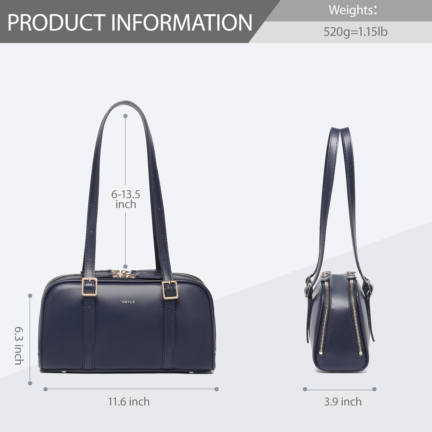 Keyli Swing Zip Shoulder Bag Fashion Purses for Women, Leather Shoulder Handbag Top-Handle Hobo Bags with Adjustable Strap - Image 2