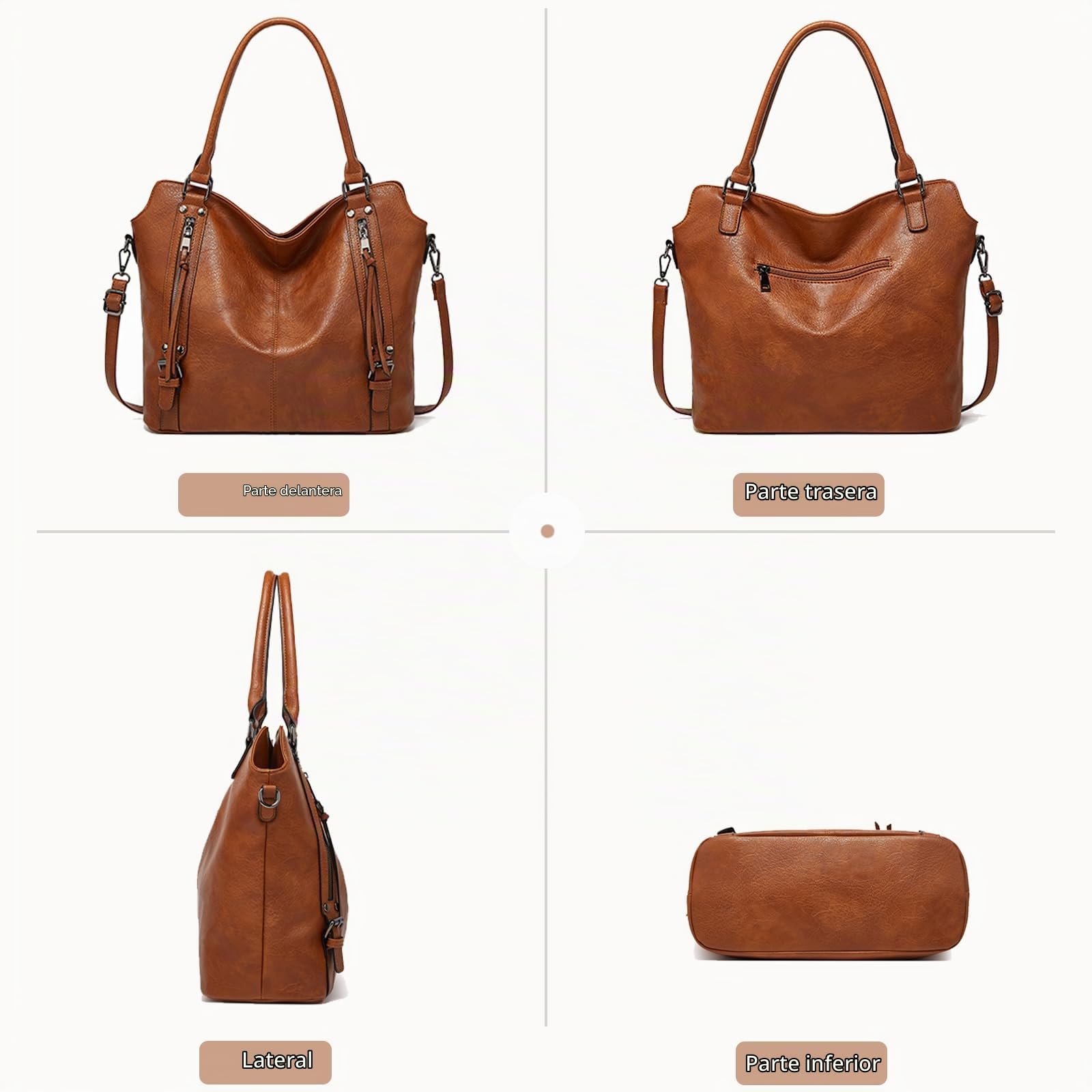 NICOLE & DORIS Bolsos de mujer Bolsos bandolera con estilo Bolso Hobo de gran capacidad Bolso de Mano con asa superior de cuero de PU