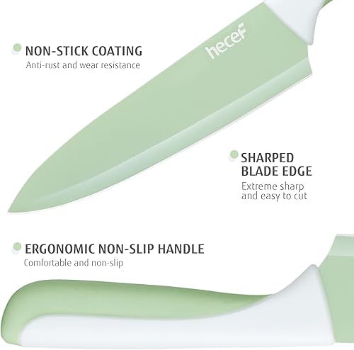 Miniatura 4 de hecef Juego de cuchillos de cocina de 15 piezas con bloque de madera afilado integrado, apto para lavavajillas, juego de bloques de cuchillos de