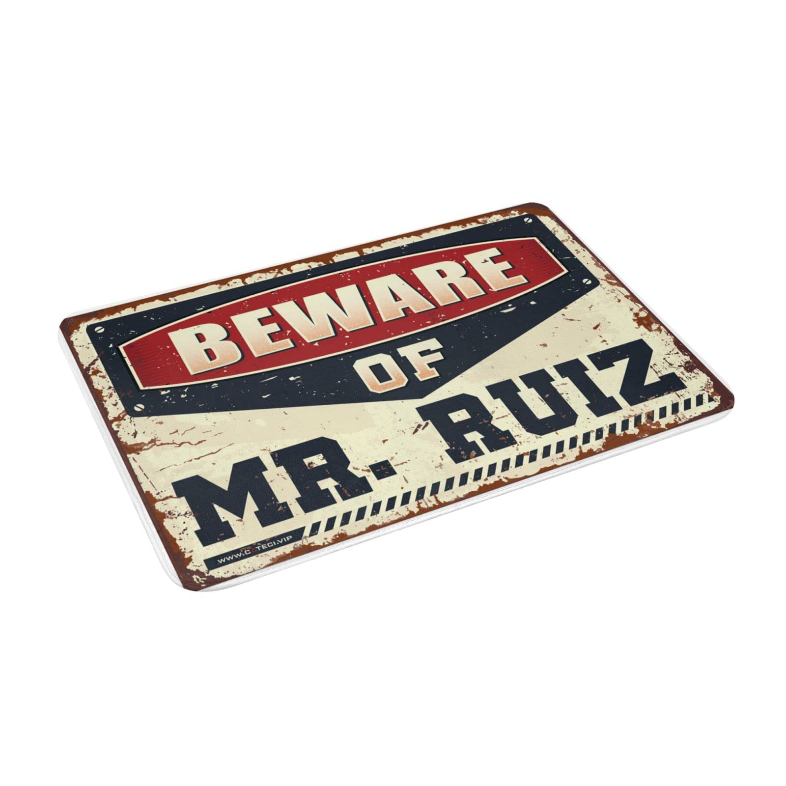 Knock Before Entering - Zerbino con scritta "Beware of Mr. Ruiz", decorazione per la stanza dei bambini, tappetino interno per porta d'ingresso (dimensioni: 65 x 90 cm)