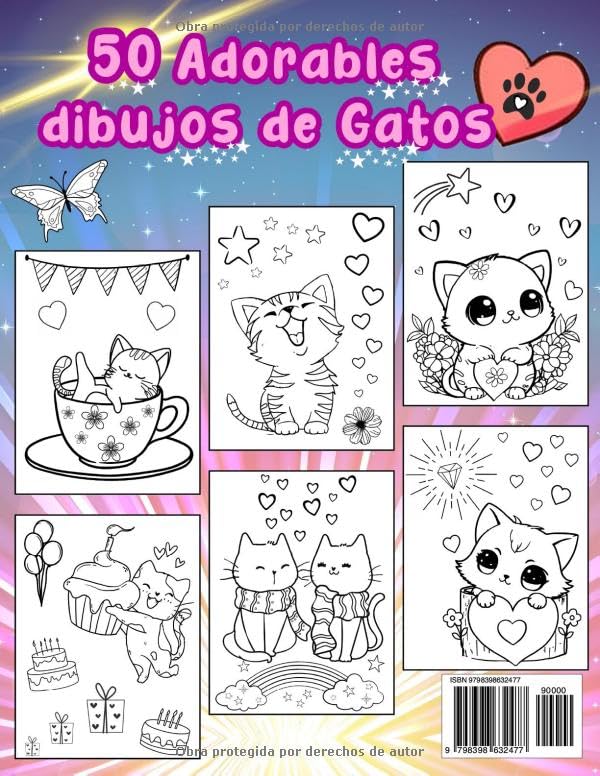 Miniatura 2 de Gato Libro de Colorear para Niños 4 a 8 años 50 Adorables dibujos de Gatos, para niñas y niños, a partir de 4 años (Spanish Edition)