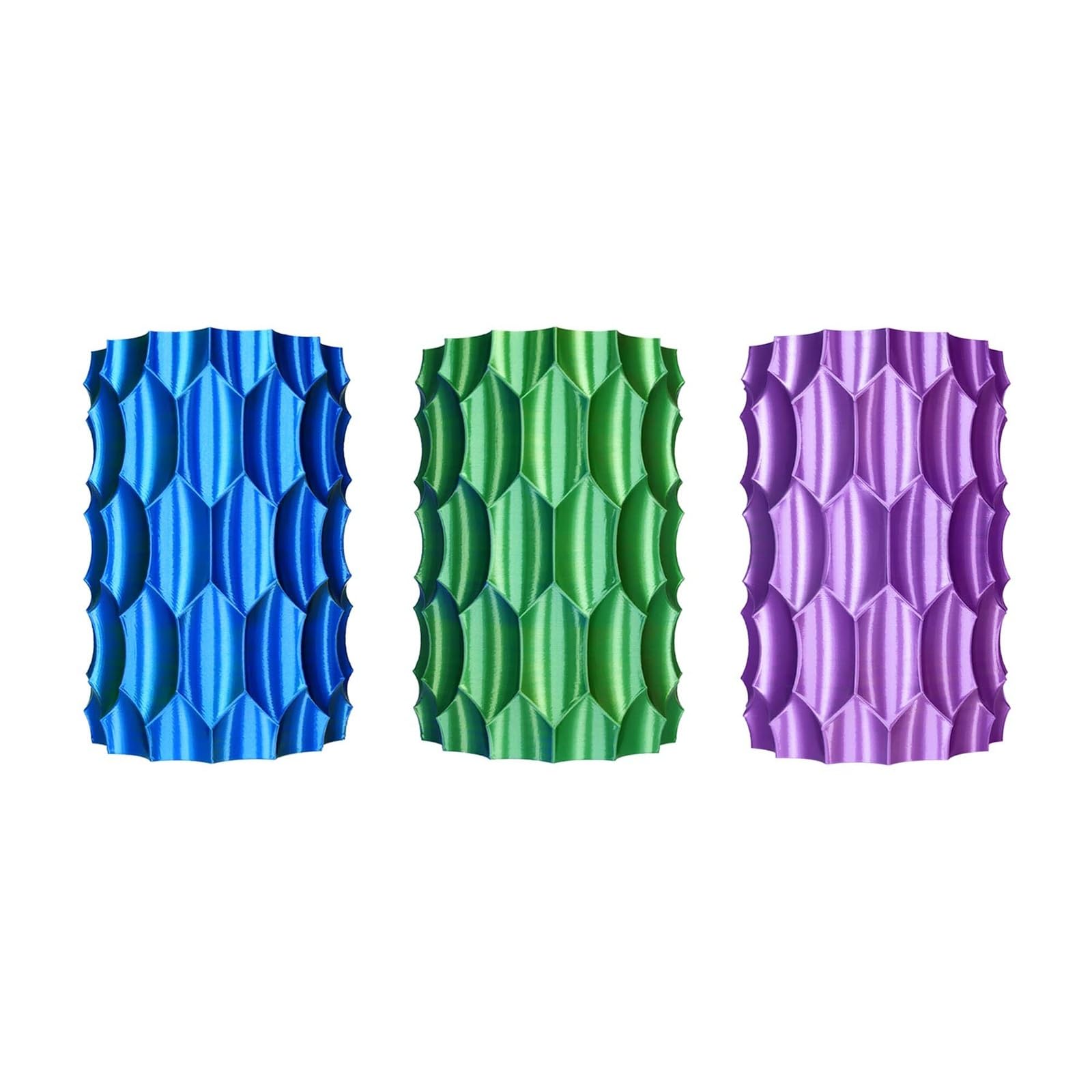 Filamento de impresión 3D 3dPLA tricolor 1 kg, PLA multicolor una sola hebra,75 mm con acabado sedoso filamento de impresión 3D(Blue+Green+Purple)