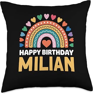 Milian Happy Birthday Rainbow Throw Pillow