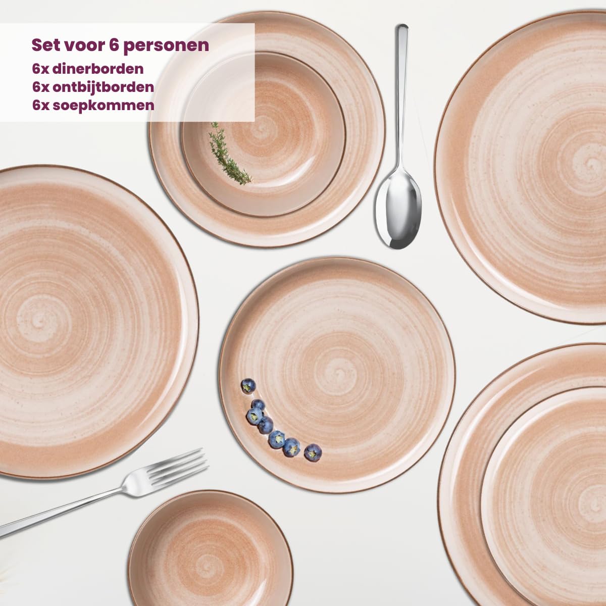 Cosy & Trendy Geschirrset Baltic Peach - 18-teilig / 6 Personen