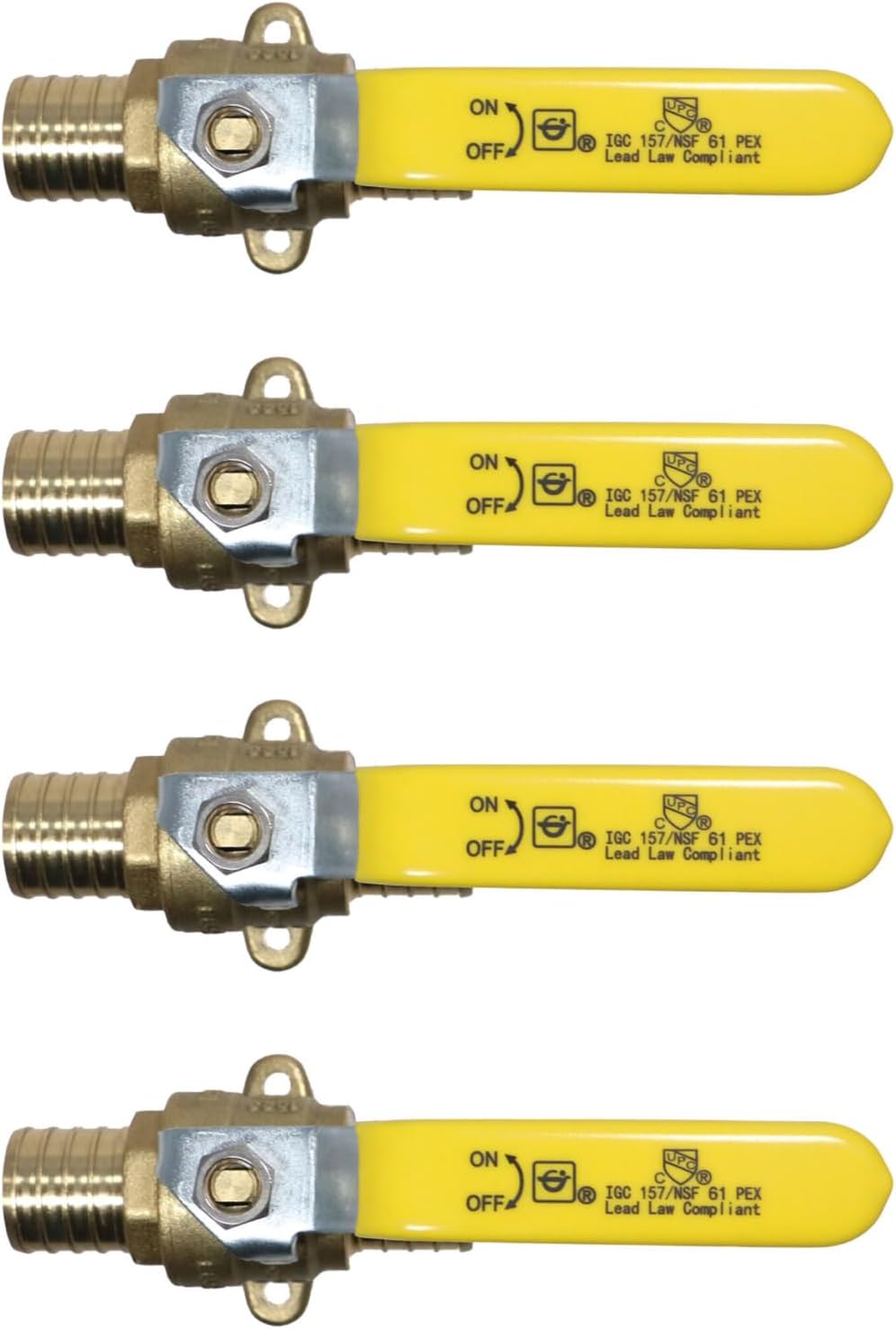 XFITTING Barb Crimp Pex 1 Inch Ball Valve With Drop Ear, 24-3-5=4XX, 4 Pieces