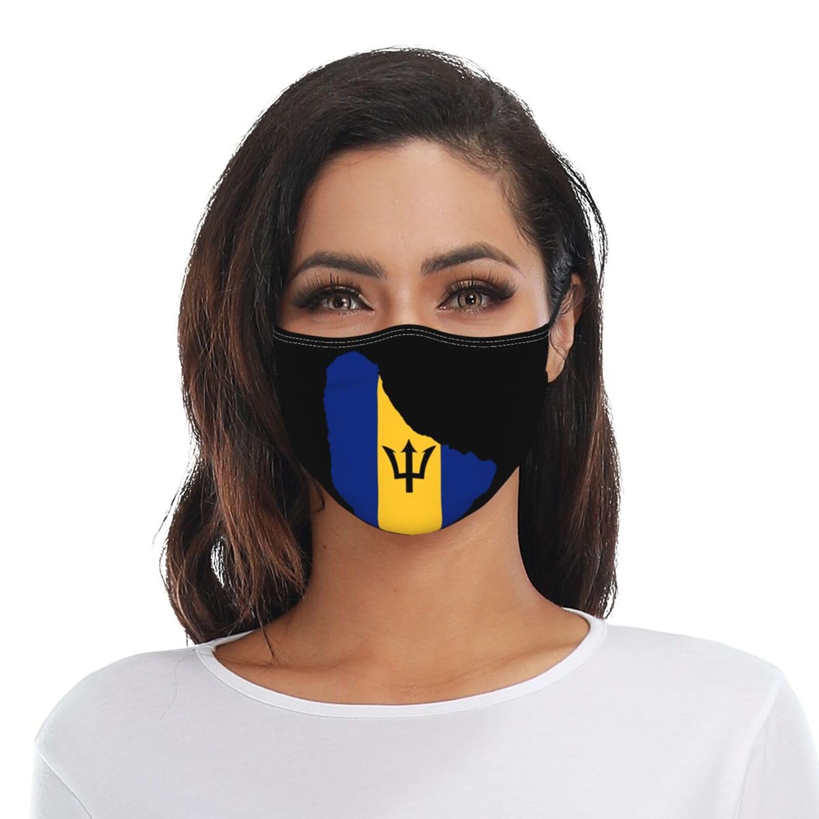 Barbados Flag Map Adult Dust Mask Adjustable Dust Face with 2 Filter