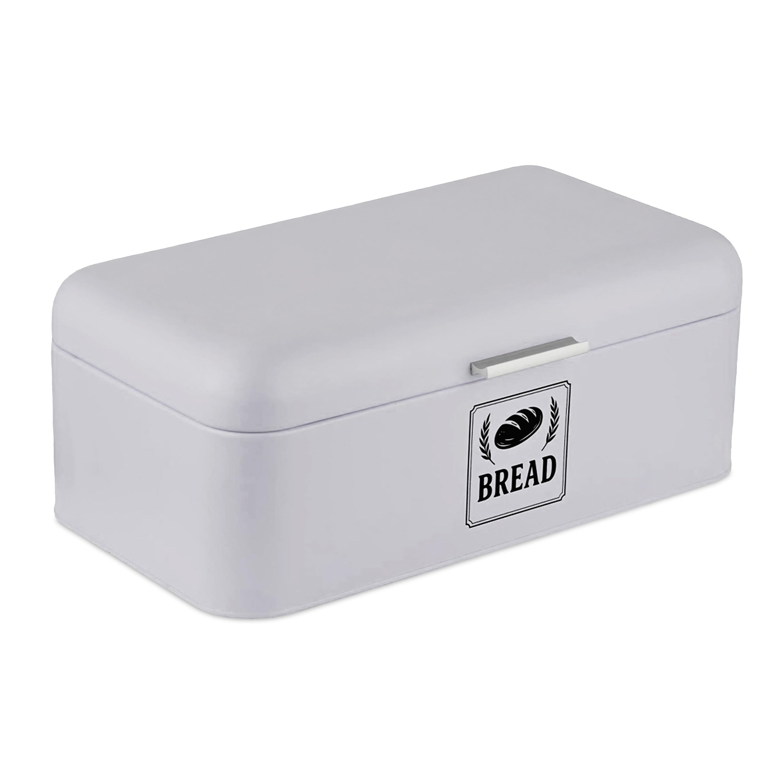 Relaxdays Grey Bread Bin, Bread Box With Lid & Handle, Hwd: 17X42x24 Cm, Bread Storage, Retro Style, Metal,