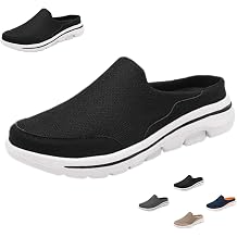 Mens Backless Slip on Sneakers, Breathable Knit Mesh Open Back Tennis Shoes for Men, Lightweight Comfort Support Sports Sandals for Outdoor Walking