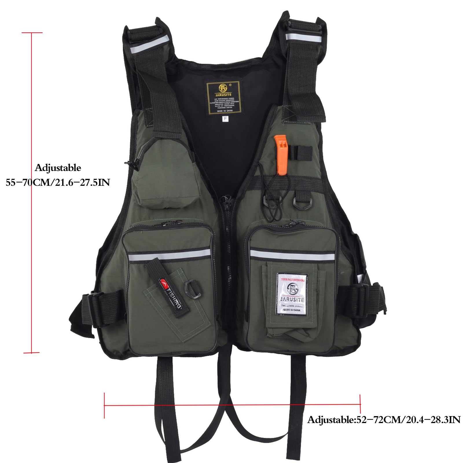 Kamizelka Ratunkowa Dla WęDkarzy PrzenośNa Kamizelka Ratunkowa Dla DorosłYch Z Wieloma Funkcjonalnymi Kieszeniami Do PłYwania SprzęTu Wodnego łOdzi Kajaka(Military Green)