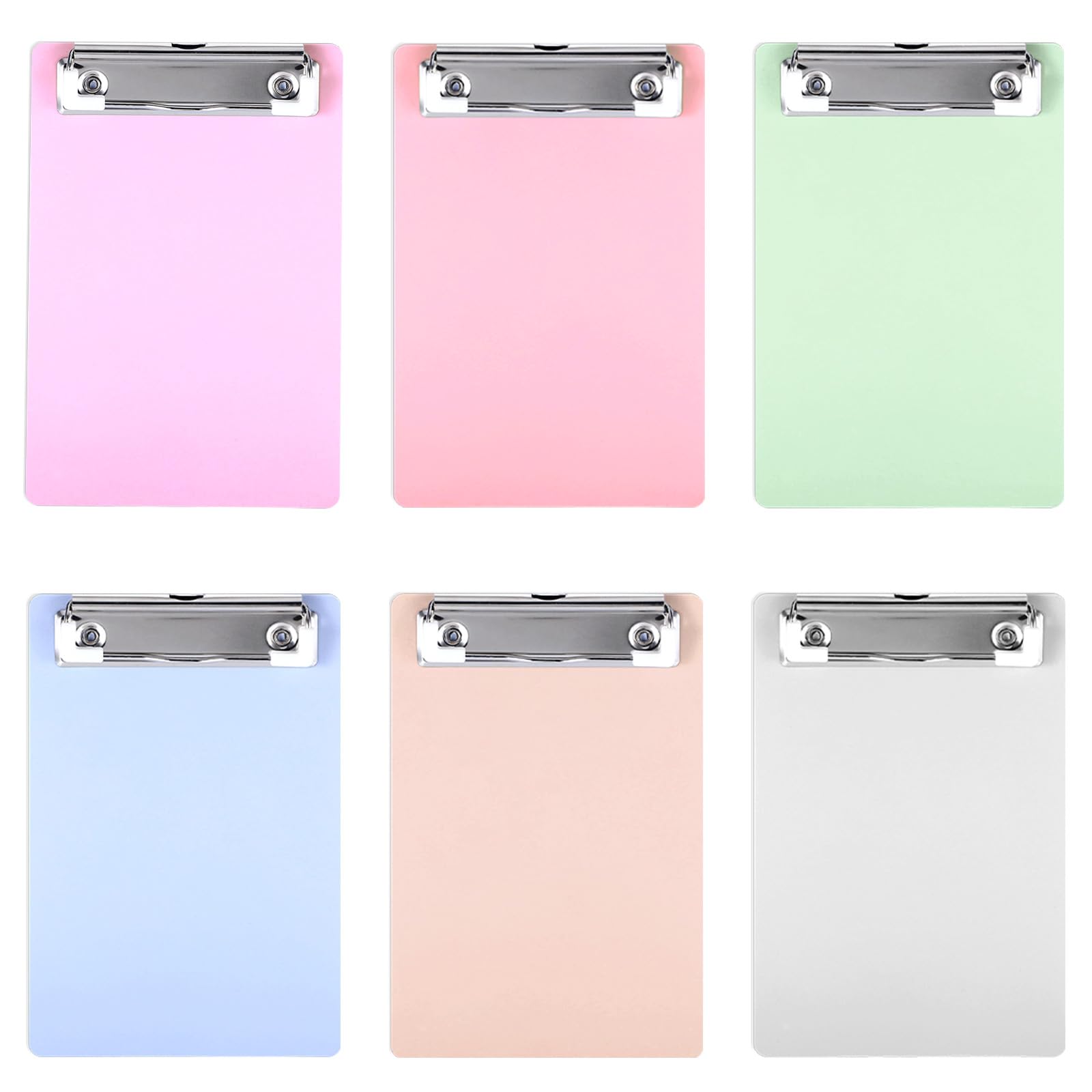 6 Pack Mini Clipboard in 6 Pastel Colors, Small Clipboards Set for Nurse, Teacher and Student, Clip Board Waterproof Clipboard Bingo Board for Memo Size Paper, Ideal for Classroom and Office Supplies
