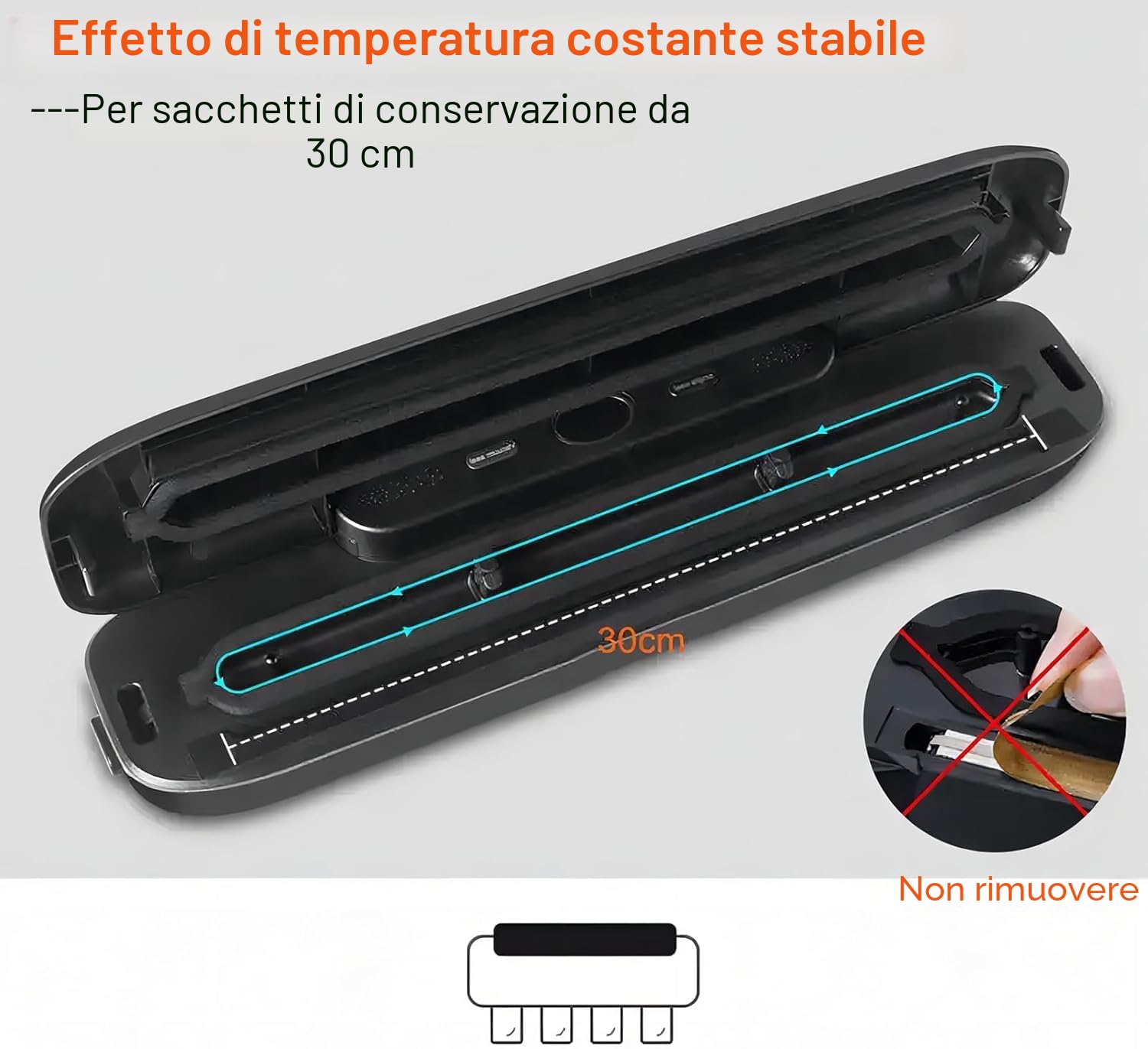 Sottovuoto automatico per alimenti, sigillatura sottovuoto one-touch per la conservazione di alimenti secchi e umidi, macchina sottovuoto compatta (Nero puro)